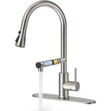 High Arc 304 Stainless Steel Kitchen Faucet – Brushed Nickel Finish with Pull-Down Sprayer & Built-In Filter Function 🚰✨