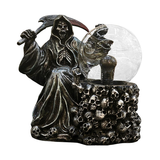 Halloween Light-Up Ghost Fortune Teller – Touch-Sensing Grim Reaper Statue for Haunted House & Spooky Home Décor