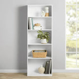 5-Shelf Bookcase with Adjustable Shelves, True Black Oak - PulinGO
