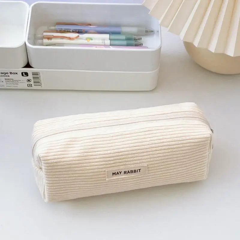 Corduroy Pencil Case – Large Capacity Zipper Pen Bag & Student Gift in INS Style