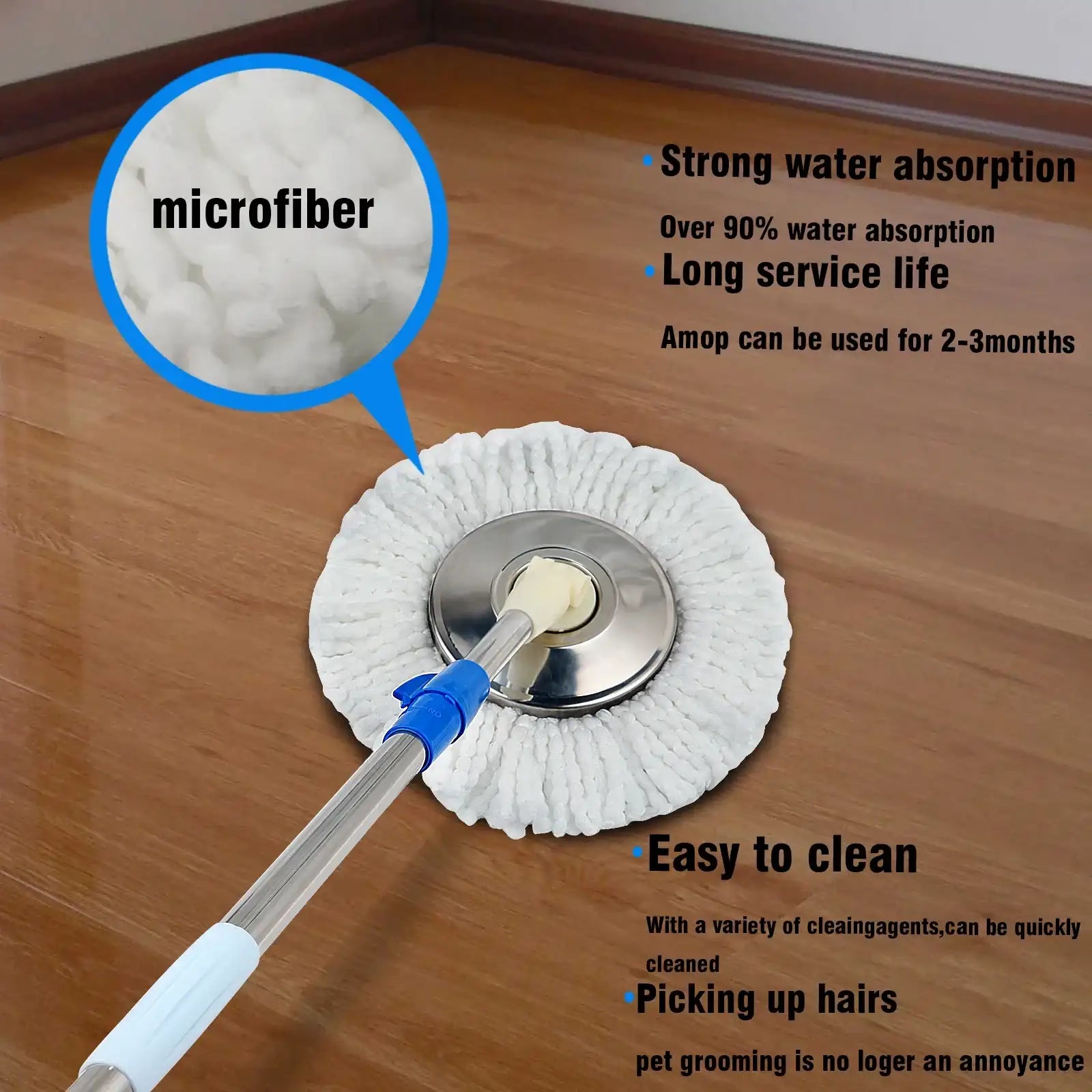 360° Spin Mop & Bucket System – 360 ° Rotating Floor Cleaning Set with Wringer, Extendable Handle & Microfiber Mop Heads