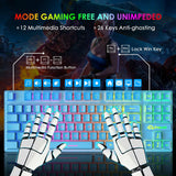 Gaming Keyboard and Mouse Combo – 88-Key Compact Rainbow Backlit Keyboard with RGB 6,400 DPI Honeycomb Lightweight Mouse