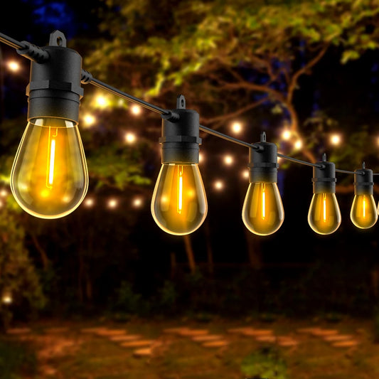 String Light S14 – 200ft Outdoor Festoon Garland with 60 LEDs, E12 Retro Patio Lights for Garden & Wedding Décor