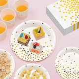 White & Gold Disposable Party Dinnerware Set (121pcs) – Elegant Plates, Cups & Napkins