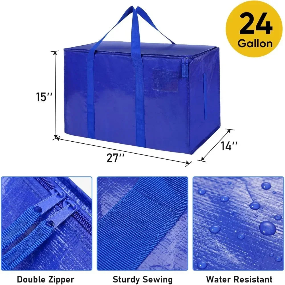MegaMove 6-Pack Oversized Heavy-Duty Moving Bags with Zipper & Carry Handles – Space-Saving Storage Totes 🧳
