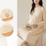 Women’s Maternity Nightdress – Long Sleeve Breastfeeding Summer Dress with Thin Fabric & Built-In Breast Pads