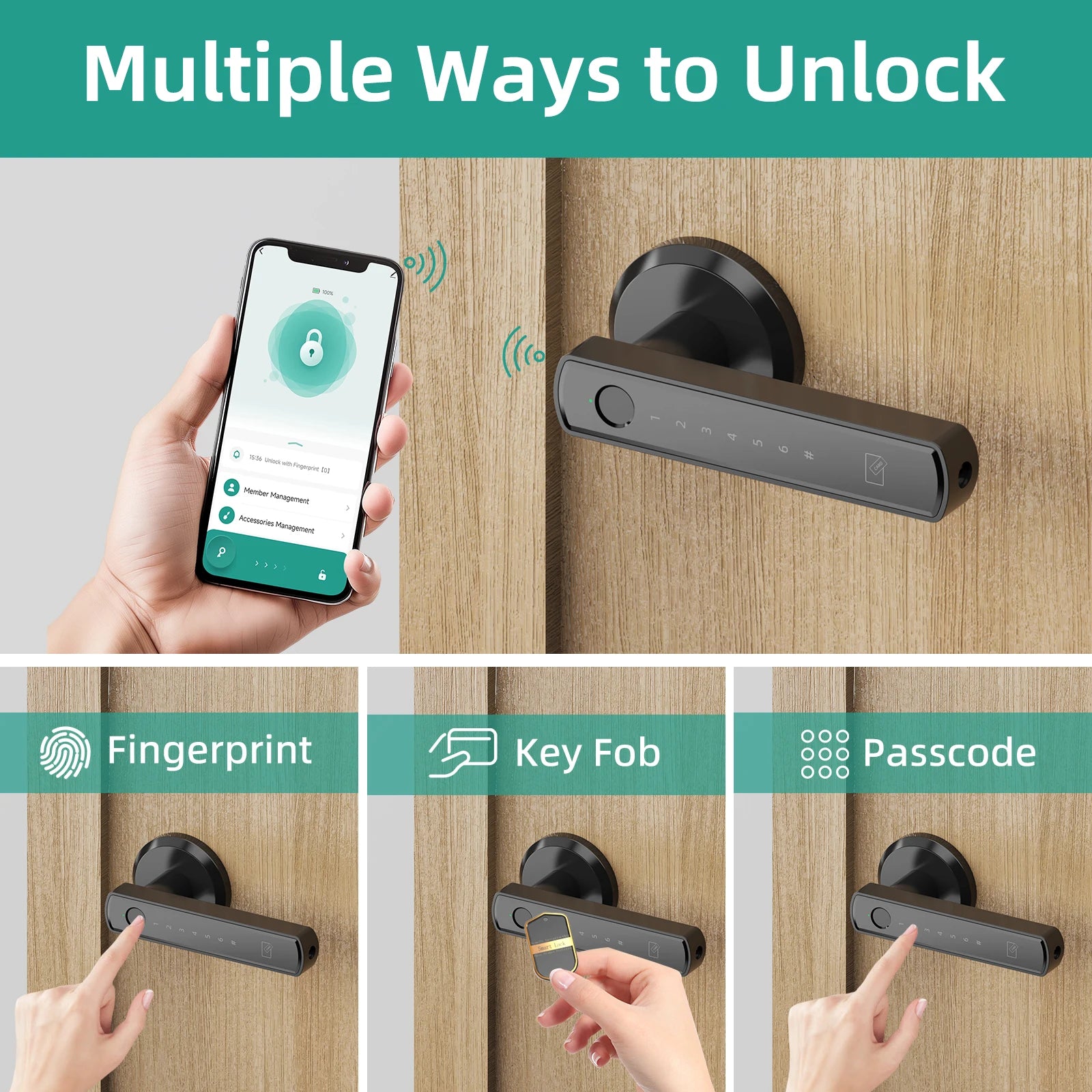 Viladepot Smart Lock – Fingerprint & App Control Door Lock with Touchscreen Keypad