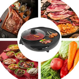 2‑in‑1 Electric Hot Pot & Grill Combo – Divider Shabu Hotpot with Portable Smokeless Grill for 3–5 people