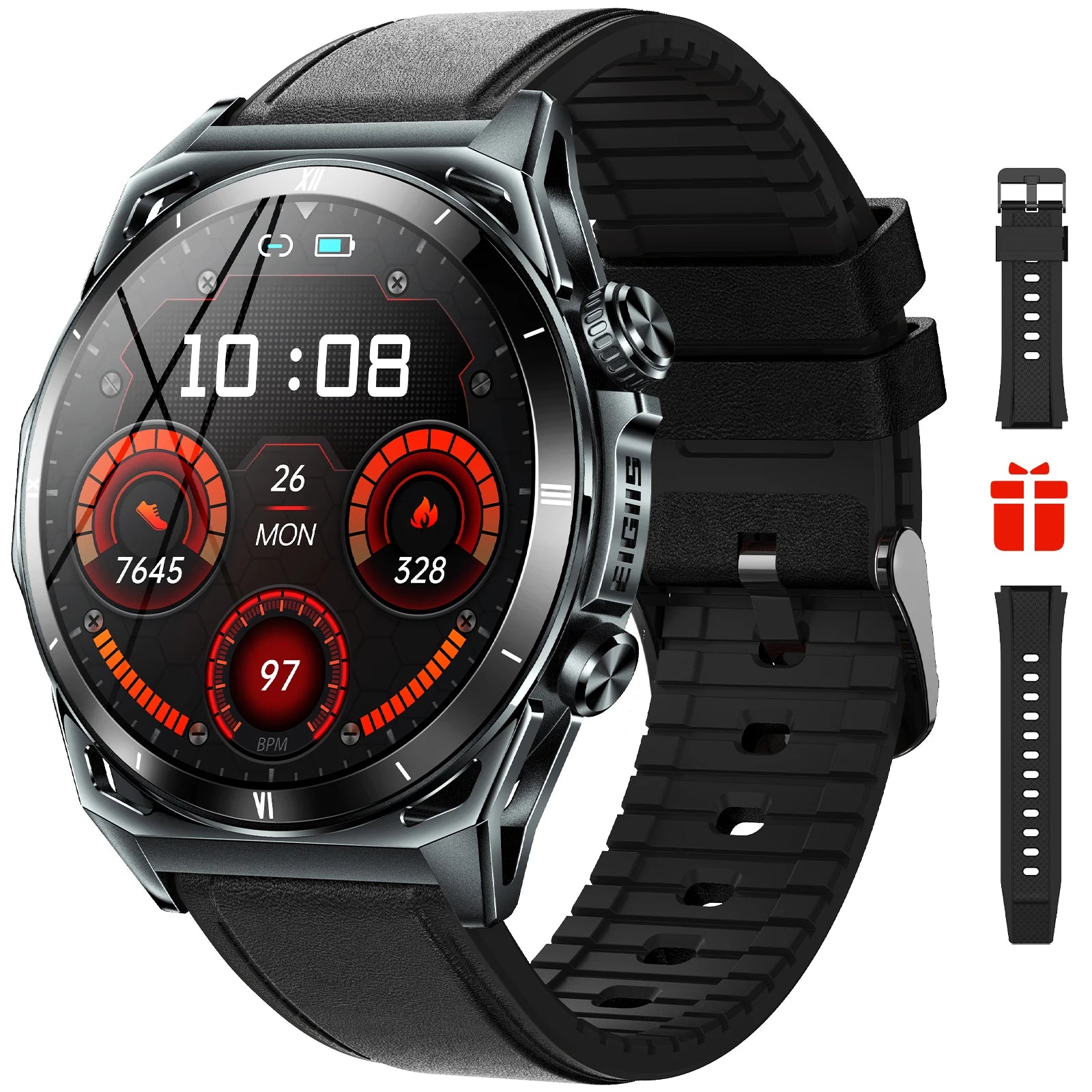 EIGIIS KE6 Smart Watch – 1.43” AMOLED Sports Watch for Men with Bluetooth Call, Health Monitoring & IP68 Waterproof Design