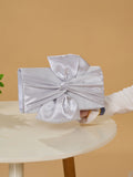 Women’s Exquisite Pleated Satin Evening Bag – Elegant Bow Clutch with Chain Strap for Weddings, Parties & Formal Events