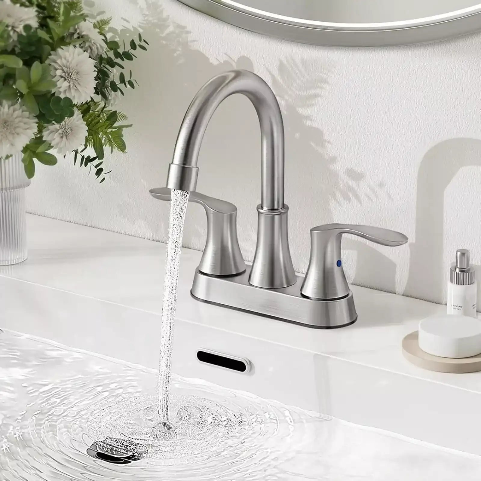 Matte Black 4-Inch Center-Set 3-Hole Bathroom Sink Faucet – 2-Handle Hot & Cold Mixer