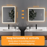 16x20 Inch LED Lighted Bathroom Mirror – Wall-Mounted Vanity Mirror with Anti-Fog, Smart Touch Button & Memory Function