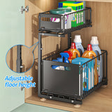 Upgraded Pull-Out Kitchen Cabinet Organizer – Guide Rail Design, Smooth Sliding Storage Rack for Home & Pantry