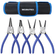 WORKPRO 4-Piece Snap Ring Pliers Set – 7" Internal & External Circlip Kit with Straight & Bent Jaw