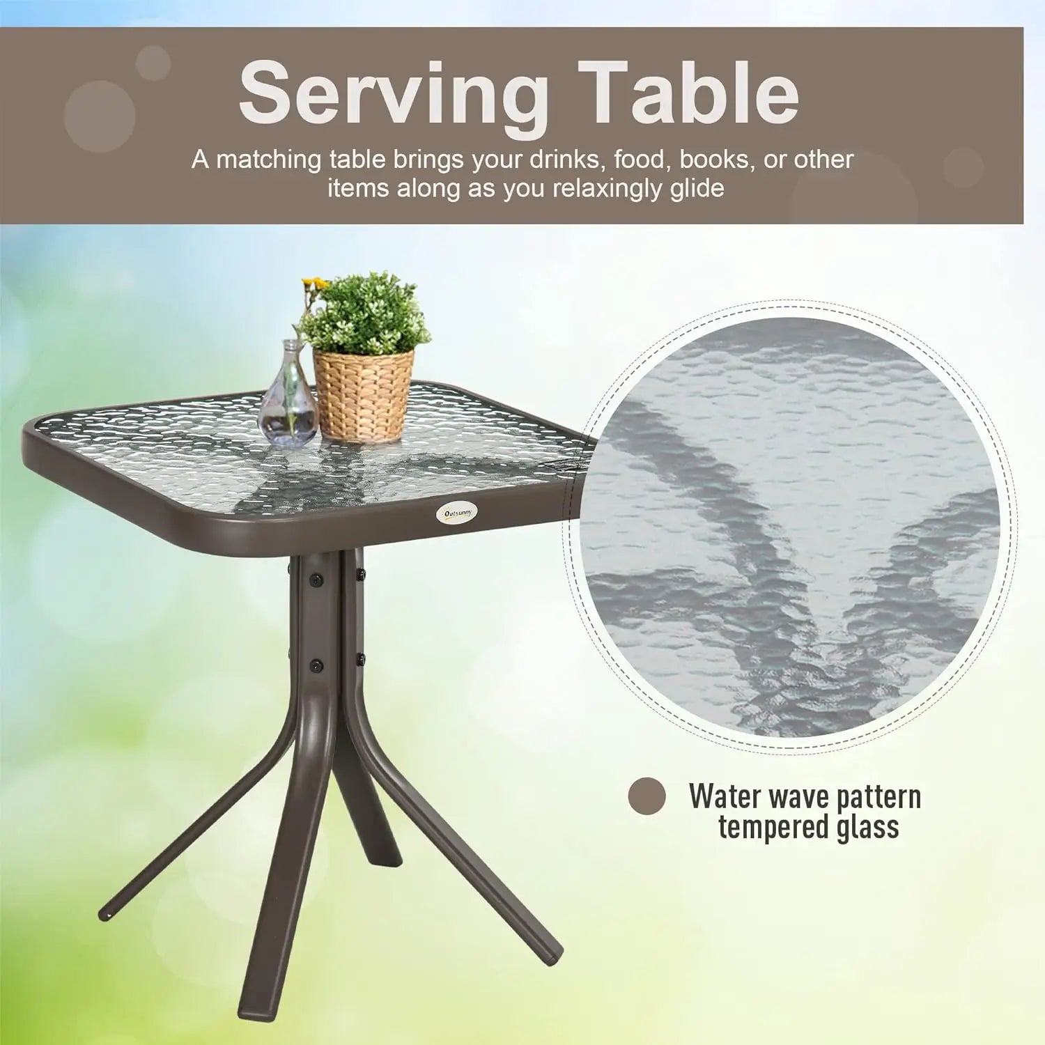 “3-Piece Outdoor Glider Bistro Set – 2 Rocking Swing Chairs with Breathable Sling Fabric & Glass Coffee Table”