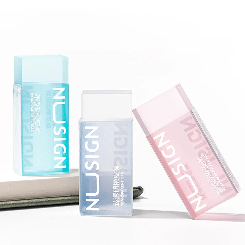 Soft Transparent Rubber Erasers – Solid Color Wipe-Clean Eraser for Students