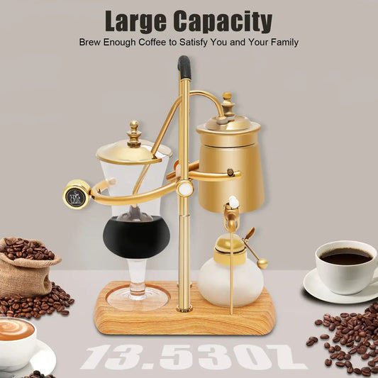 400 ml Siphon Vacuum Coffee Maker Set – Stainless Steel & Wood Base Coffee & Tea Brewer