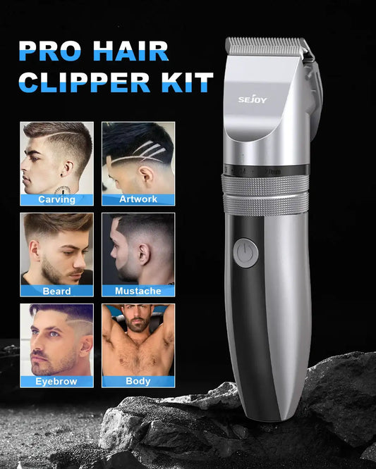 Sejoy Professional Electric Hair Trimmer – Cordless Men’s Hair Clipper & Beard Trimmer with Stainless Steel Blades & Quiet Motor