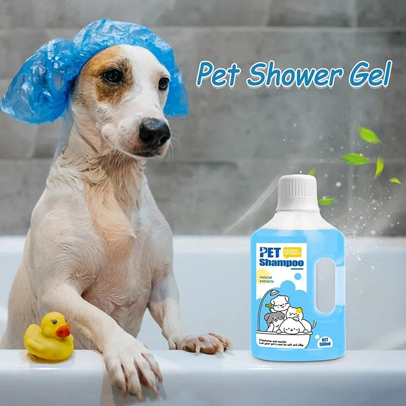 500ml Pet Shower Gel & Shampoo – Gentle Cleaning, Deodorizing, Anti-Itch Formula with Long-Lasting Fragrance for Dogs & Cats