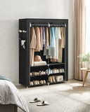 Portable Wardrobe Closet with Shoe Rack & Cover – Clothes Storage Organizer with Shelves & Side Pockets