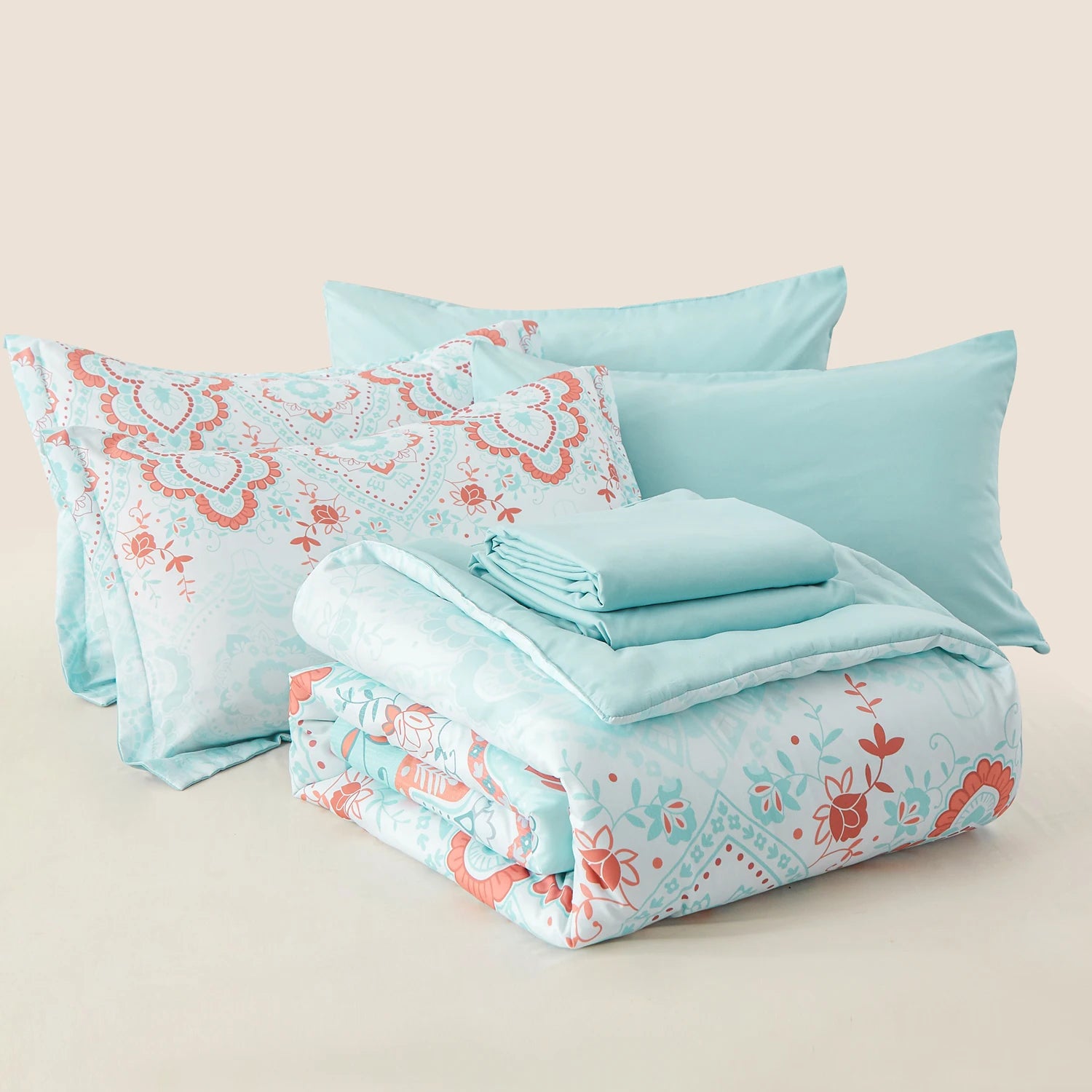7-Piece Bohemian Print Comforter Set – Soft All-Season Bedding & Room Decor (Queen/King)