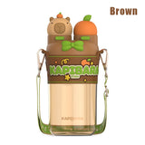 700ml Cartoon Capybara Water Bottle with Dual Drinking Modes for Kids (Large Capacity)