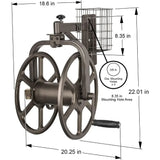 Innovative Single-Arm Navigator Garden Hose Reel – 125ft Capacity | Multi-Directional Bronze Hose Holder for Outdoor & Lawn Care