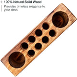 Rustic Solid Wood Desk Pen Holder – Stylish Retro Wooden Organizer for Pens & Accessories