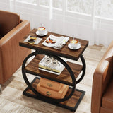 Tribesigns Narrow End Table with 3 Storage Shelves – Wooden Industrial Side Table for Sofa & Living Room