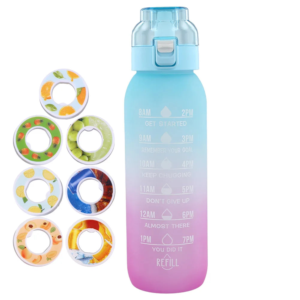 1000ml Fruit Flavor Water Bottle with 7 Aroma Rods – Large Capacity Scented Hydration for Outdoor & Travel