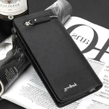 Men’s Long Zipper Bifold Wallet – Elegant Business Travel Leather Purse with Large Capacity & Card Holder Design