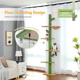 5-Tier Floor-to-Ceiling Cat Tree Tower – Tall Cactus Design with Scratching Posts, Hammock & Play Ball for Indoor Cats”