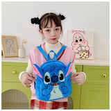 Japanese INS Plush Stitch Backpack – Cute Cartoon Large-Capacity School Bag | Soft Kindergarten Backpack for Kids