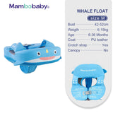 Baby Swimming Float with Crotch Strap & Sunshade – Mambobaby Solid Core Inflation-Free Swim Ring for 0–7 Years Old
