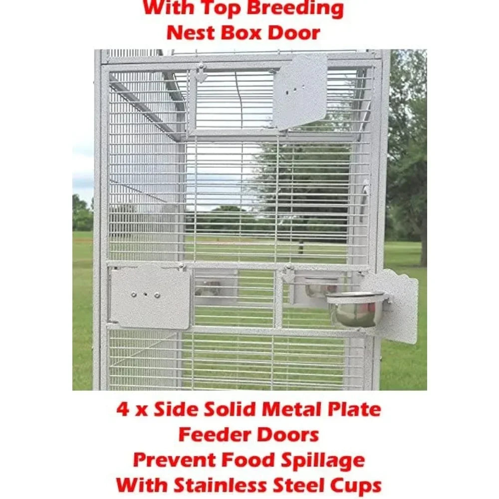 Large Stylish Dome-Top Bird Cage – Durable Wrought Iron Parrot & Finch Cage with Stand for Macaws, Cockatoos & Medium Birds