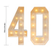 LED Number Lamp – 40th Birthday Illuminated Number Light with Warm White Marquee Bulbs for Party Décor