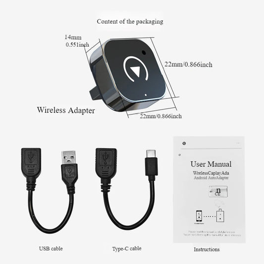 2-in-1 Wireless CarPlay & Android Auto Adapter – Plug & Play Dongle to Convert Factory Wired CarPlay to Wireless