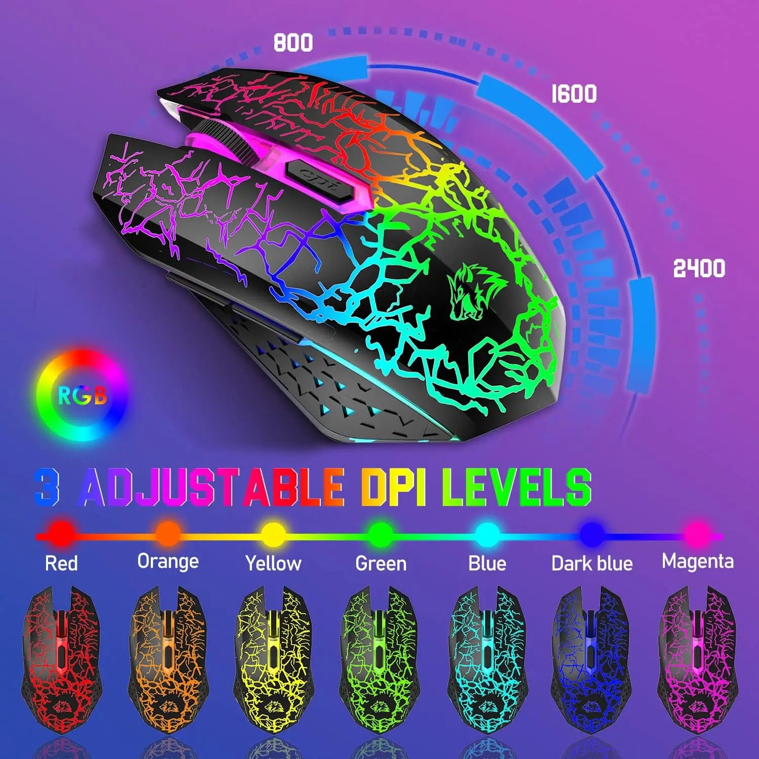 MambaSnake X Ziyou Lang Wireless Keyboard & Mouse Combo – Rechargeable 64-Key Compact RGB LED Backlit Set
