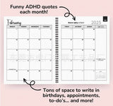 2025 Funny Adult Daily ADHD Planner – Fun Organizing Notebook for Productivity, Focus & Stress Relief