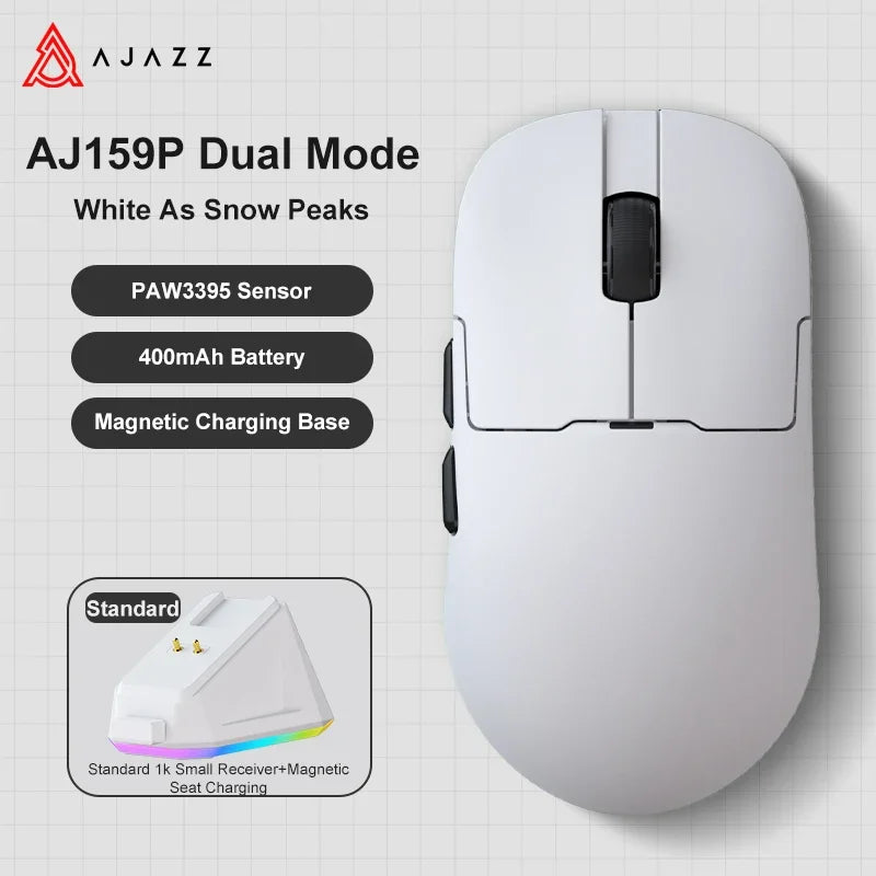 Ajazz AJ159 Apex Pro Wireless Gaming Mouse – Lightweight Gamer Mouse with RGB Magnetic Charging Base for PC & Laptop