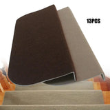 13PCS Adhesive Stair Treads Set – Non-Slip Carpet Pads 55×24cm Stair Protection Covers for Home Safety & Style