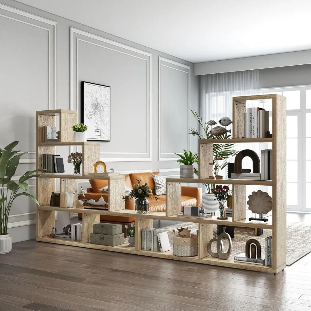 4-Tier L-Shaped Ladder Corner Bookcase – 6 Cube Stepped Etagere with 10 Shelves & Sturdy L-Frame