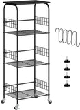 4-Tier Kitchen Rack with Wheels – Metal Shelving for Microwave & Storage - PulinGO