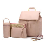 Large Capacity PU Leather Mommy Bag Backpack with Changing Pad – Multifunction Mom & Baby Stroller Bag