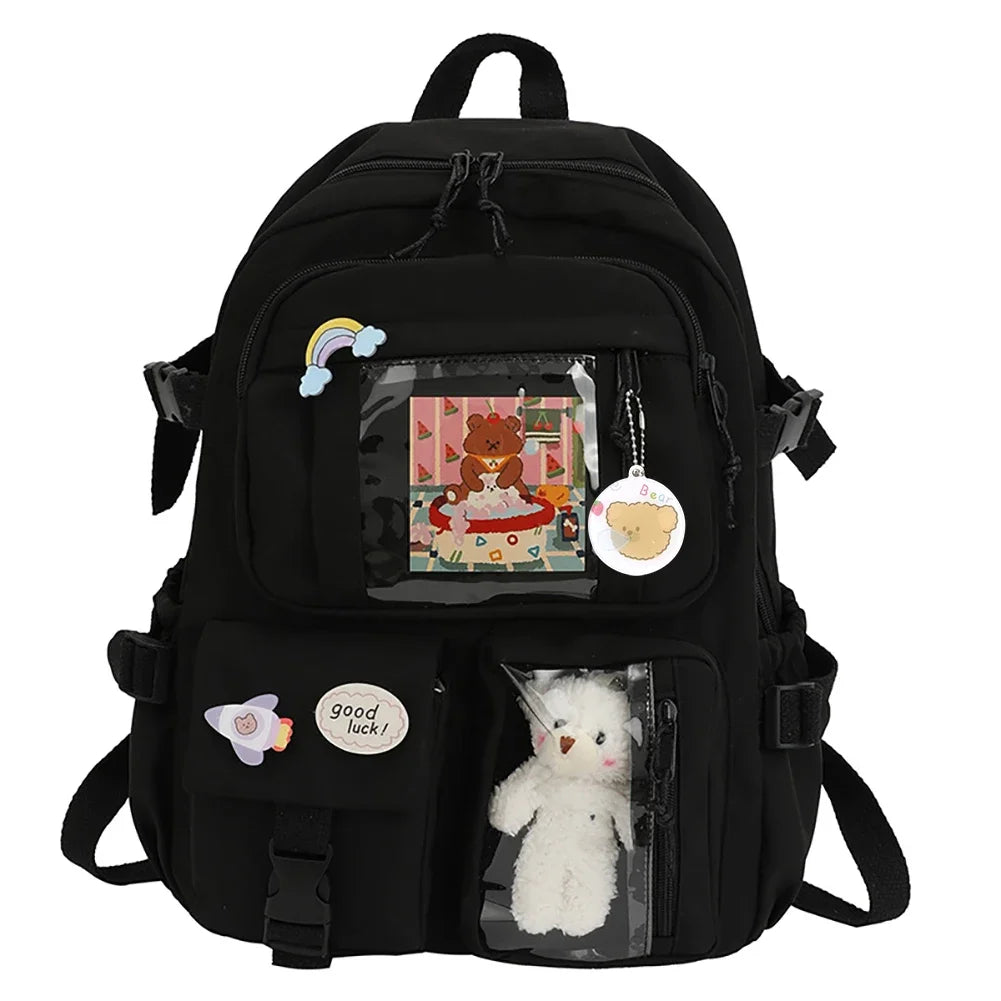 Cute Kawaii Large-Capacity Nylon Student Rucksack – Japanese Style Backpack for Teen Girls