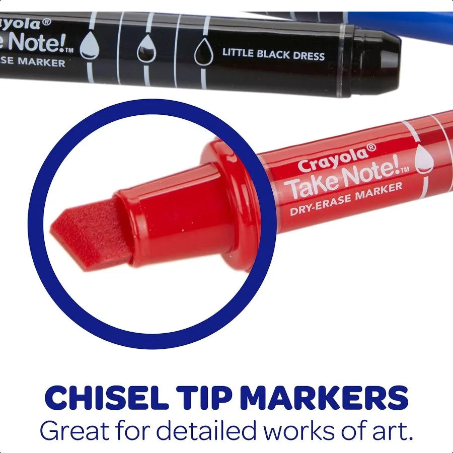 Crayola Take Note Dry Erase Markers – 12 Count Low-Odor Chisel Tip Whiteboard Markers for Classroom & Office ✍️
