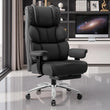 🪑 Big & Tall Reclining PU Leather Office Chair – Ergonomic High-Back with Lumbar Support & Footrest, Black