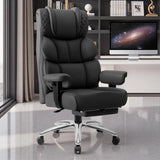 🪑 Big & Tall Reclining PU Leather Office Chair – Ergonomic High-Back with Lumbar Support & Footrest, Black