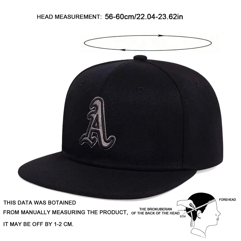 Unisex Gothic Letter "A" Embroidery Baseball Cap – Adjustable Hip-Hop Outdoor Casual Hat with Sun Protection