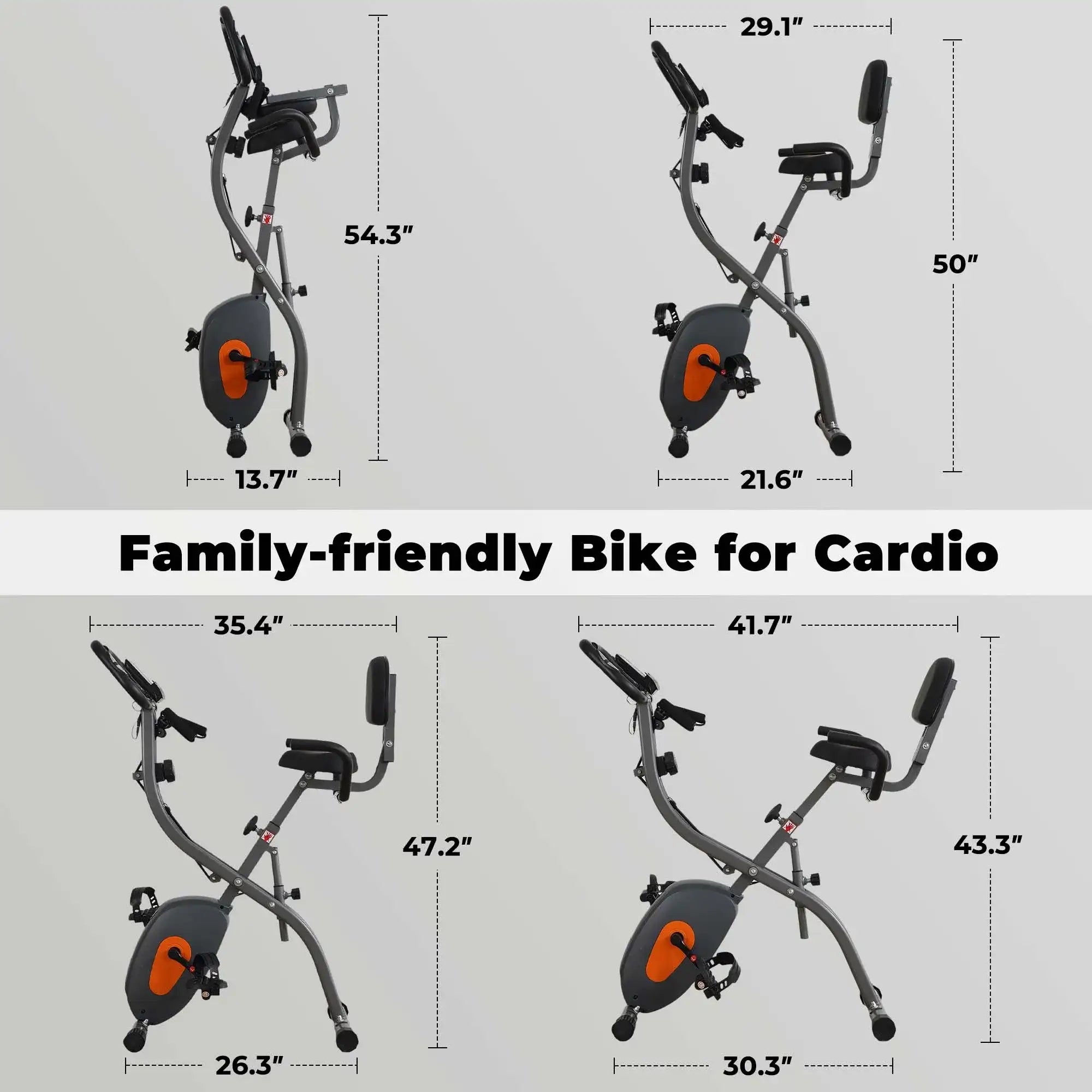 Folding Exercise Bike with LCD Monitor & Arm Bands for Home Workout